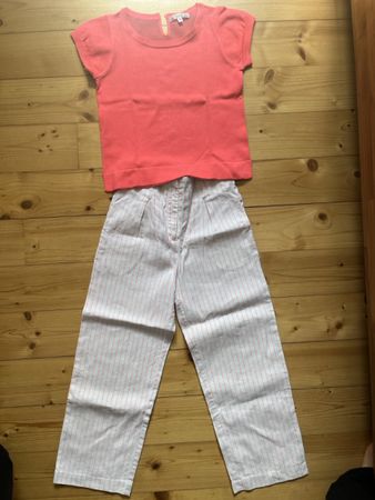 Ensemble été fille Bonpoint 2TShirts +pantalon rayé taille M