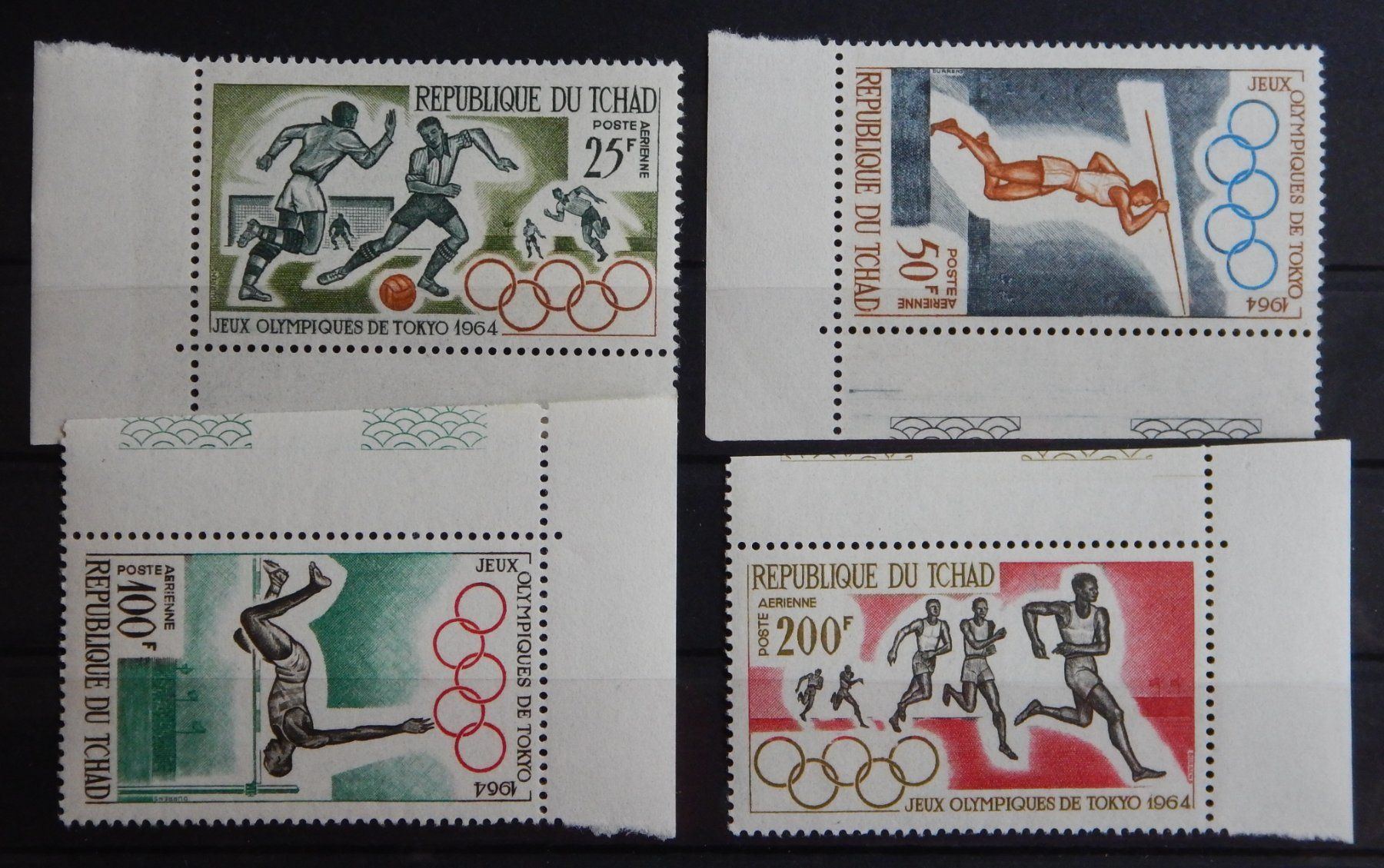 Alle Briefmarken: Franz. Tchad Kat. 120-123 ** Olympia 1964 – Gebraucht aus Zürich von Muehlekauf