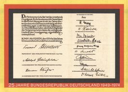 Originale Postkarte 25 Jahre Grundgesetz Deutschland 1974