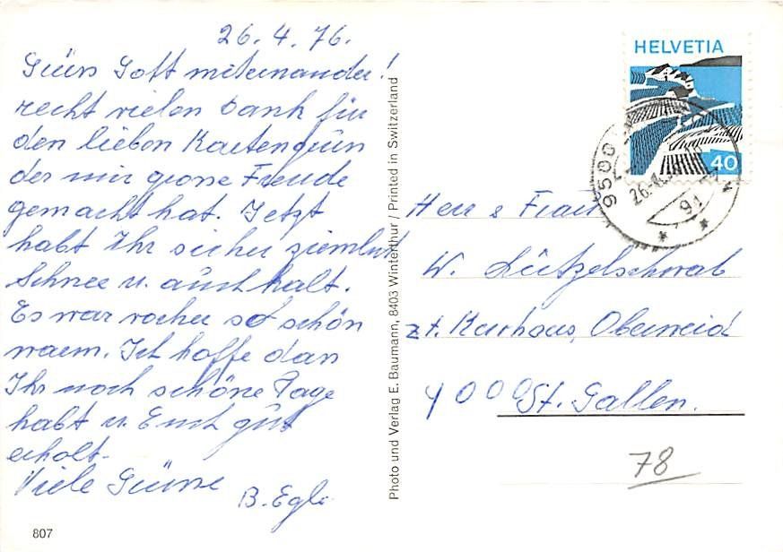 Cartoline postali: SG - Wil – Usato da Ottikon b.Kemptth. venduto da Neptun1974 1