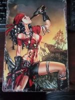 Rusty Blechschild-PIRATENBRAUT MIT FLASCHE
