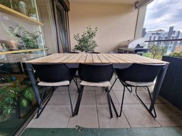 Gartenset: Tisch (180×90) + 6 Stühlen