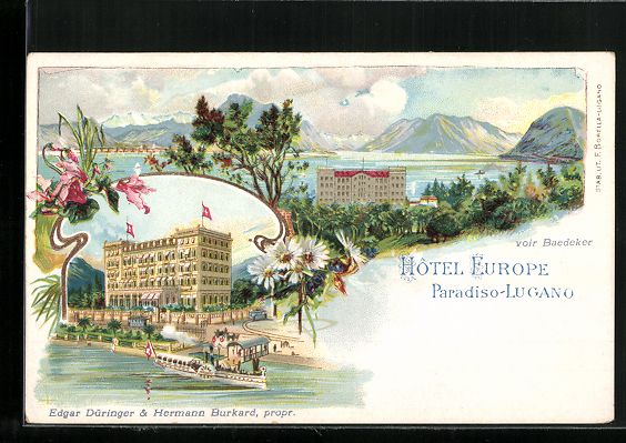 Ansichtskarten: Litho Paradiso-Lugano, Hotel Europe – Gebraucht aus Berlin von bartko-reher