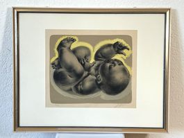 Hans Erni – Original Farblithografie "Neugeborenes" signiert