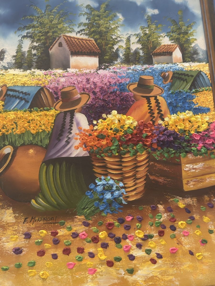 Dipinti: Ölgemälde "Blumenpflücker" von E. Miranda, Vintage Zustand – Usato da Horw venduto da abc_b5tj