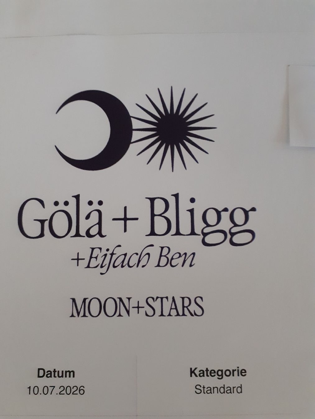 Biglietti: 2 Tickets MOON AND STARS 10.07. – Nuovo e nell'imballaggio originale da Neuhausen venduto da magi07