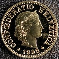 5 Rappen 1998 pp / aus Münzsatz  / in einer Münzkapsel