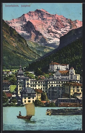Ansichtskarten: Interlaken, Segelboot, Blick zur Stadt – Gebraucht aus Berlin von bartko-reher