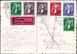 1939 LANDI Nr. 228z-231++, Serie auf Eil-AK mit Sonderstpl.