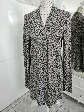 Jacke Strickjacke Grösse 38 M Leopard Grau mit Strass