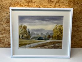 Aquarell / Landschaft von P. Rosenberg ? 1992    (ID M12)
