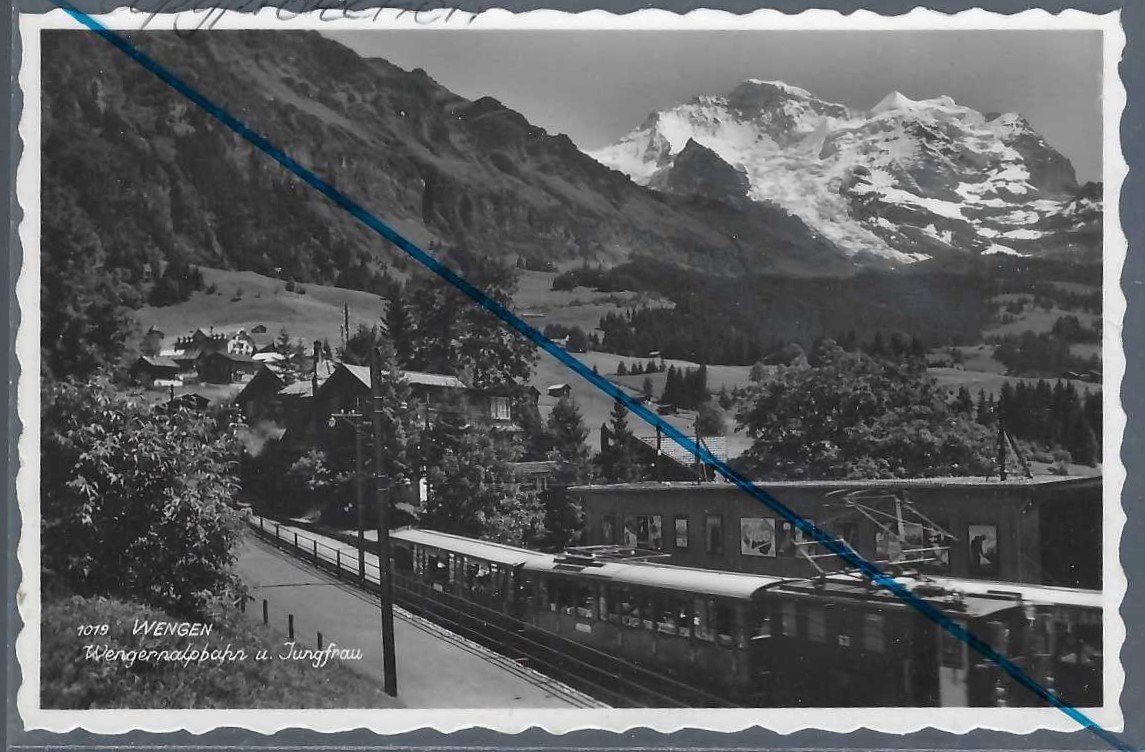 Cartoline postali: Wengen. Bahnhof Wengernalp-Bahn. Jungfrau. – Usato da Horw venduto da SwissSteamMemories