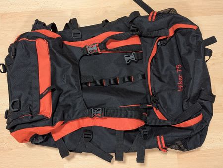 Trekkingrucksack Hiker 75 Unisex Nylon schwarz rot