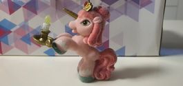 Spielfigur Einhorn mit Kerze beflockt rosa guter Zustand