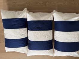 3 Kissen von Globus, blau-weiss gestreift, 40x60cm