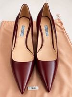 Original Prada Pumps Bordeaux Gr. 40.5 Leder mit Dust Bag