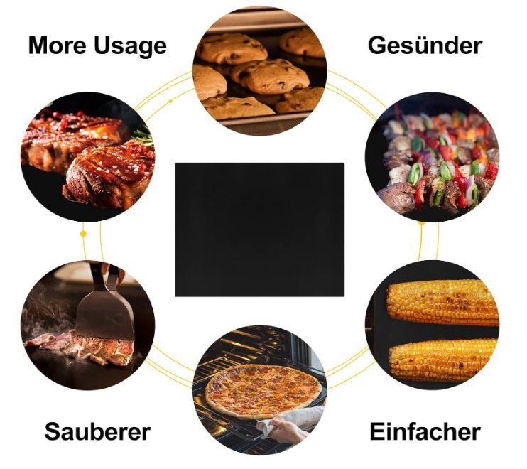 Accessori per grill: 5er Pack 50x40cm BBQ Grillmatte Wiederverwendbar – Nuovo (secondo la descrizione) da Thun venduto da keller001 2