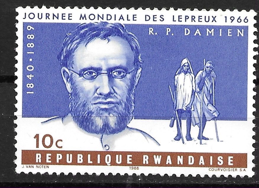 Alle Briefmarken: Ruanda 1966: Welt-Lepra-Tag – Gebraucht aus Zürich von Rainstamps