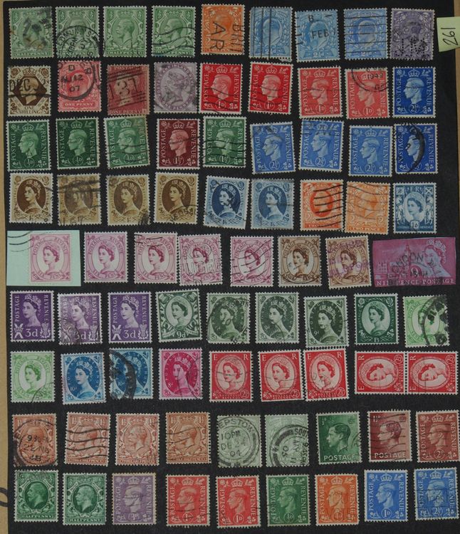 261. 80 timbres ANGLAIS dont One penny rouge! Etc dès 1905? (D'occasion ...