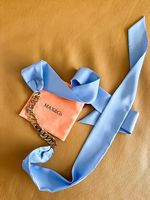 Max&Co. Halsschmuck mit Strass und Seidenband hellblau neu
