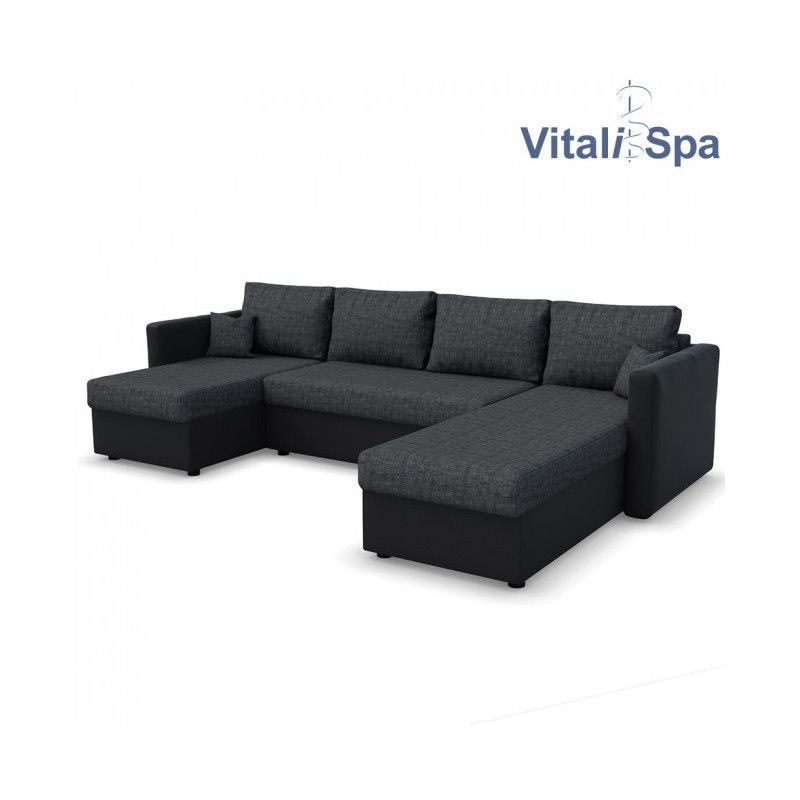 Divani: Wohnlandschaft mit Schlaffunktion - Schwarz/Grau – Nuovo e nell'imballaggio originale da Wallenwil venduto da toesstal-vertrieb 5