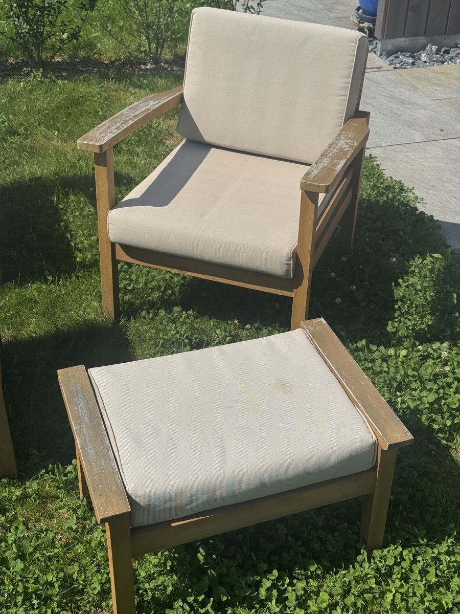 Set di tavolo e panche: Rustic Wooden Garden Set - Sofa, Chairs, Table, Footstool – Usato da Herrliberg venduto da ton_xgs8 2