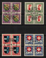 Pro Juventute 1926,  Serie im 4er-Block mit Zentrums-ʘ