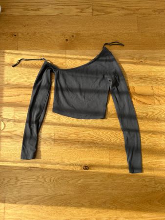 Schwarzes One-Shoulder Langarm-Shirt Grösse S