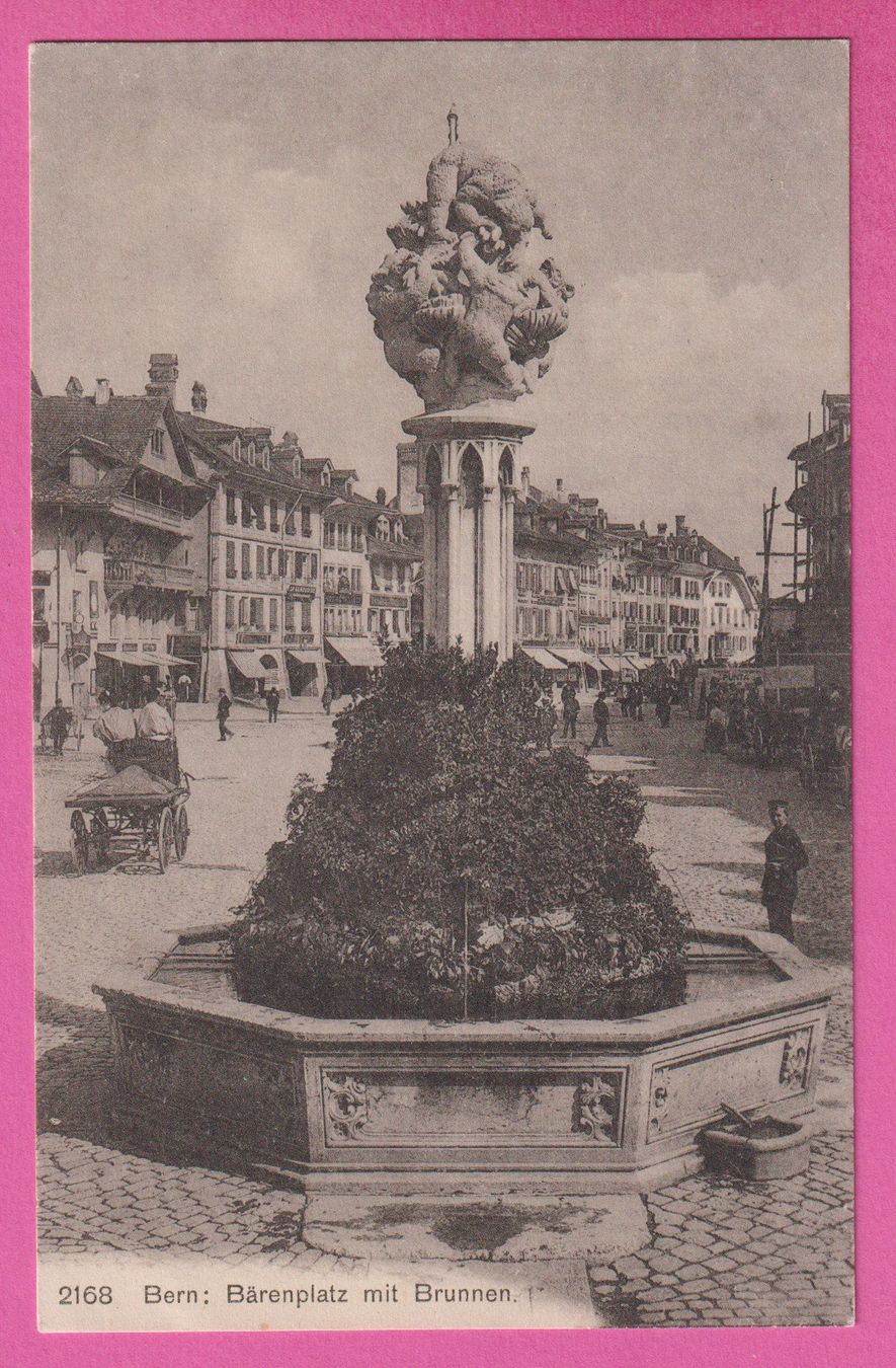 Cartoline postali: Bern Bärenplatz mit Brunnen belebt – Usato da Einsiedeln venduto da dillie