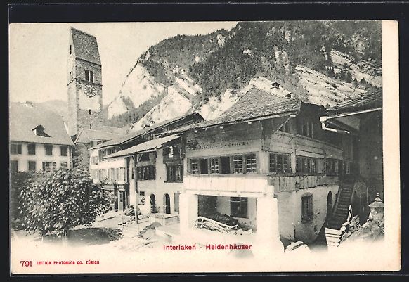 Cartoline postali: Interlaken, Heidenhäuser, Ortspartie ni – Usato da Berlin venduto da bartko-reher