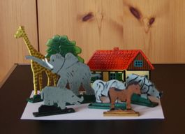 Holzspielzeuge Haus Baum Wildtiere