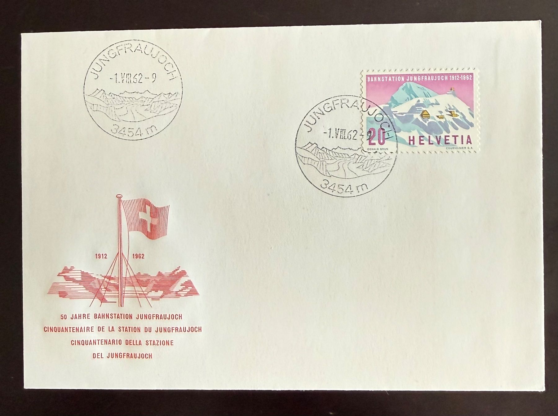 Alle Briefmarken: 1962 Jungfraujoch / Satz ET / postf. / 2x FDC – Gebraucht aus Hombrechtikon von Roeding 3