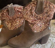 Bottines originales à paillettes dorées - Taille 37 neuves