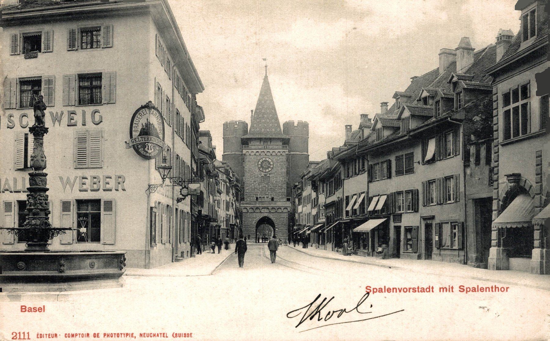 Cartoline postali: Basel. Spalenvorstadt mit Spalenthor – Usato da Bronschhofen venduto da Astore