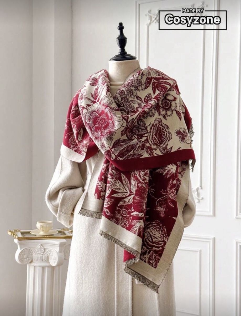 Foulard & Sciarpe: Halstuch/Schal aus Wolle, Rot mit Blumenmuster – Nuovo (secondo la descrizione) da Hausen AG venduto da cele01 3