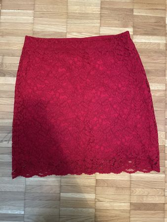 Camaieu Skirt, red lace, size 38