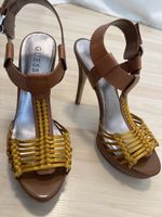 Gr.39 schöne Leder Sandaletten in braun/goldgelb von GUESS