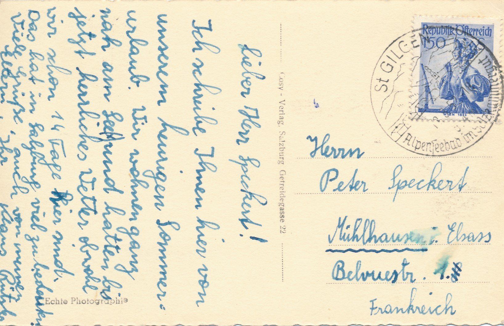 Ansichtskarten: Postkarte Panorama Schafberg – Gebraucht aus Luzern von  1