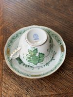 Herend Teacup and Saucer Green Chinese Bouquet