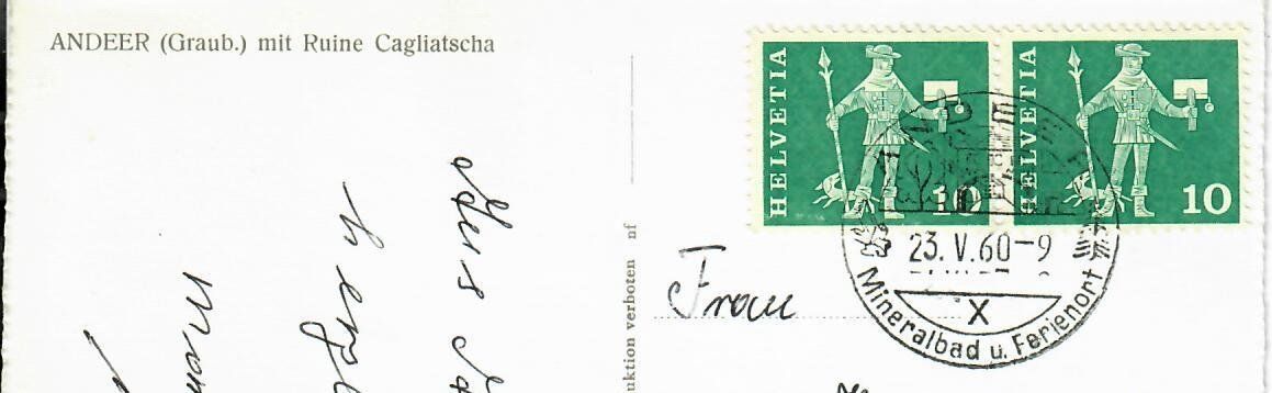 Cartoline postali: Andeer – Usato da Hochdorf venduto da Ziegel-16 1