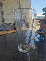 Elegante Glasvase von Glasi Hergiswil, Handarbeit, 34cm hoch
