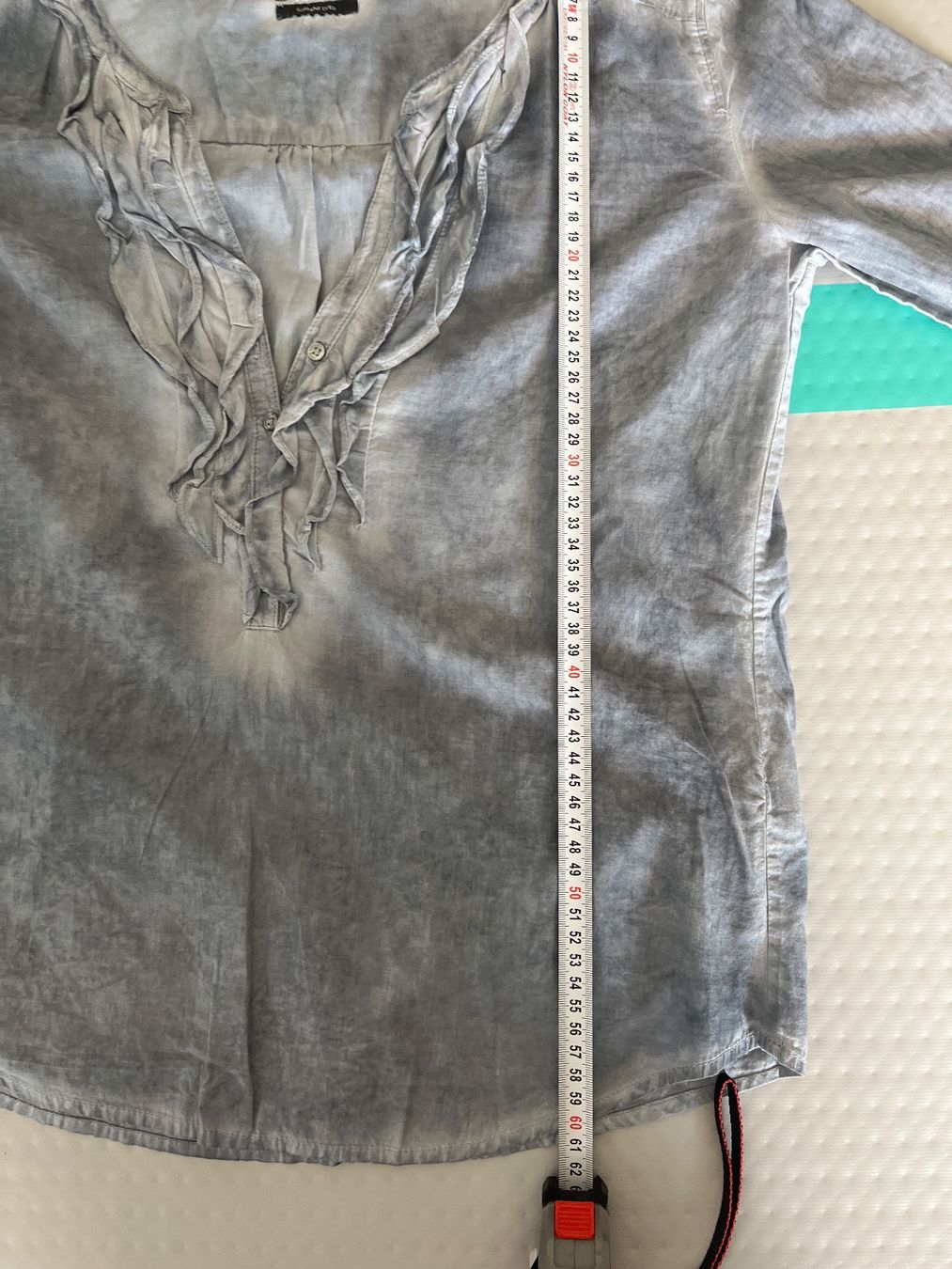 Marc O'Polo Camicette: Bluse mit Rüschen, blau-grau, Marco Polo, 38 – Usato da Solothurn venduto da Bobesch08 8