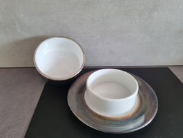 Schale Porzellan/versilbert, Hutschenreuther, Selb, 60er