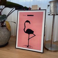 Flamingo Moderne Kunst Expressionismus Lachs Rosa Bild Dekor