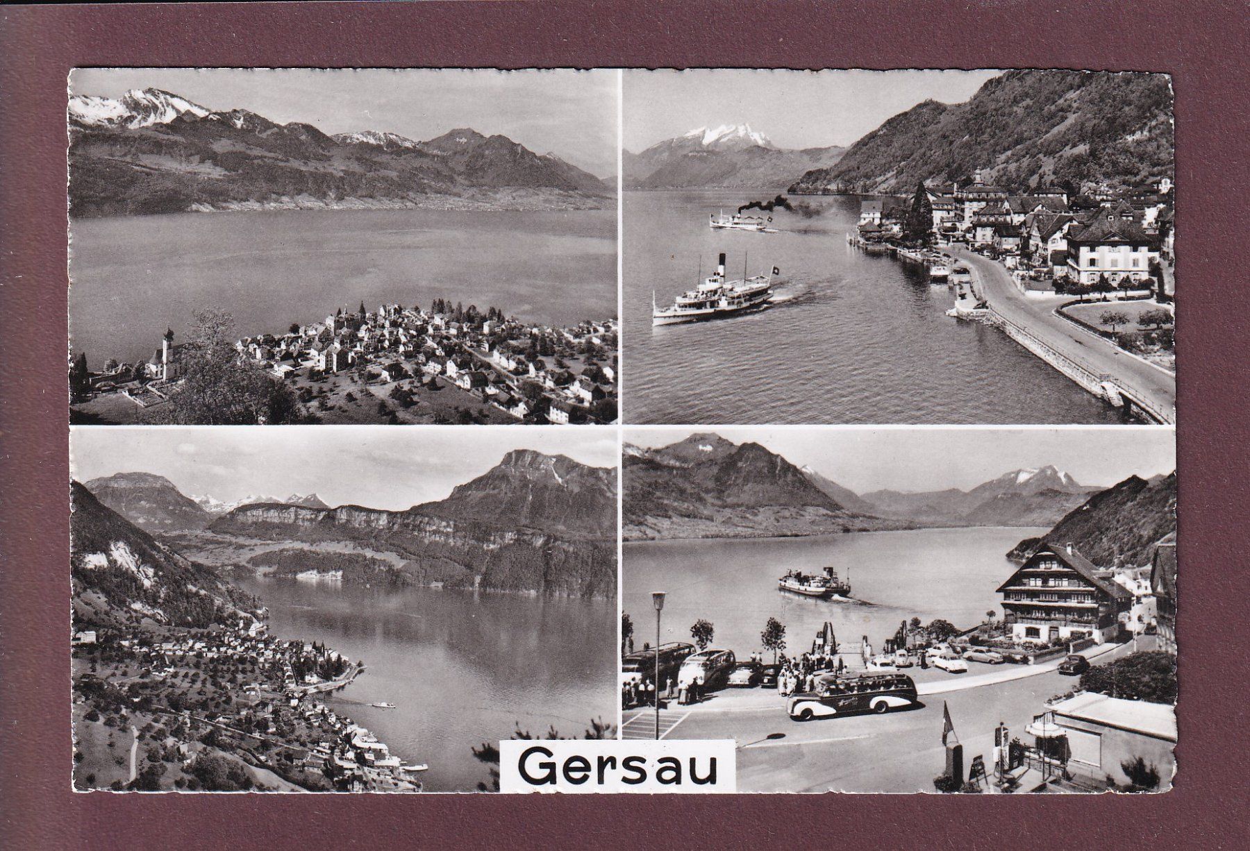 Cartoline postali: GERSAU - 4 Bilder - 1956 – Usato da Pully venduto da nicecards