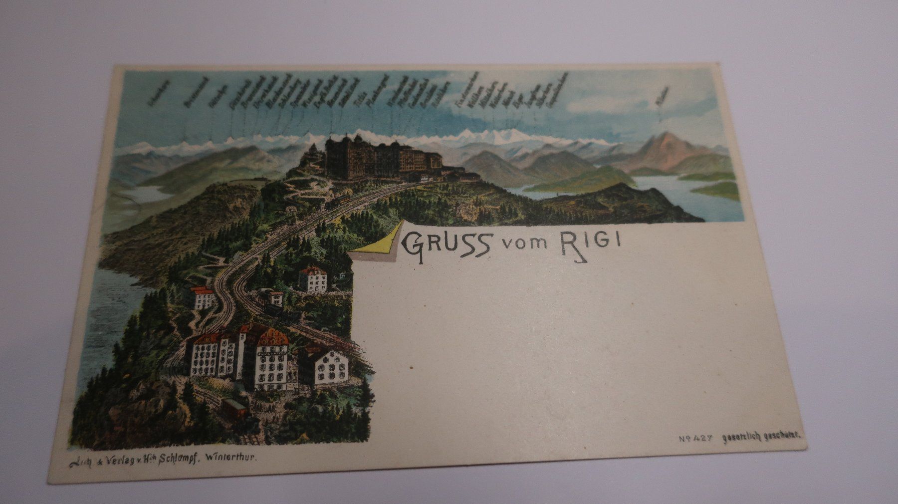 Cartoline postali: Gruss vom Rigi (panorama) – Usato da Cormoret venduto da Pascalll2001 1