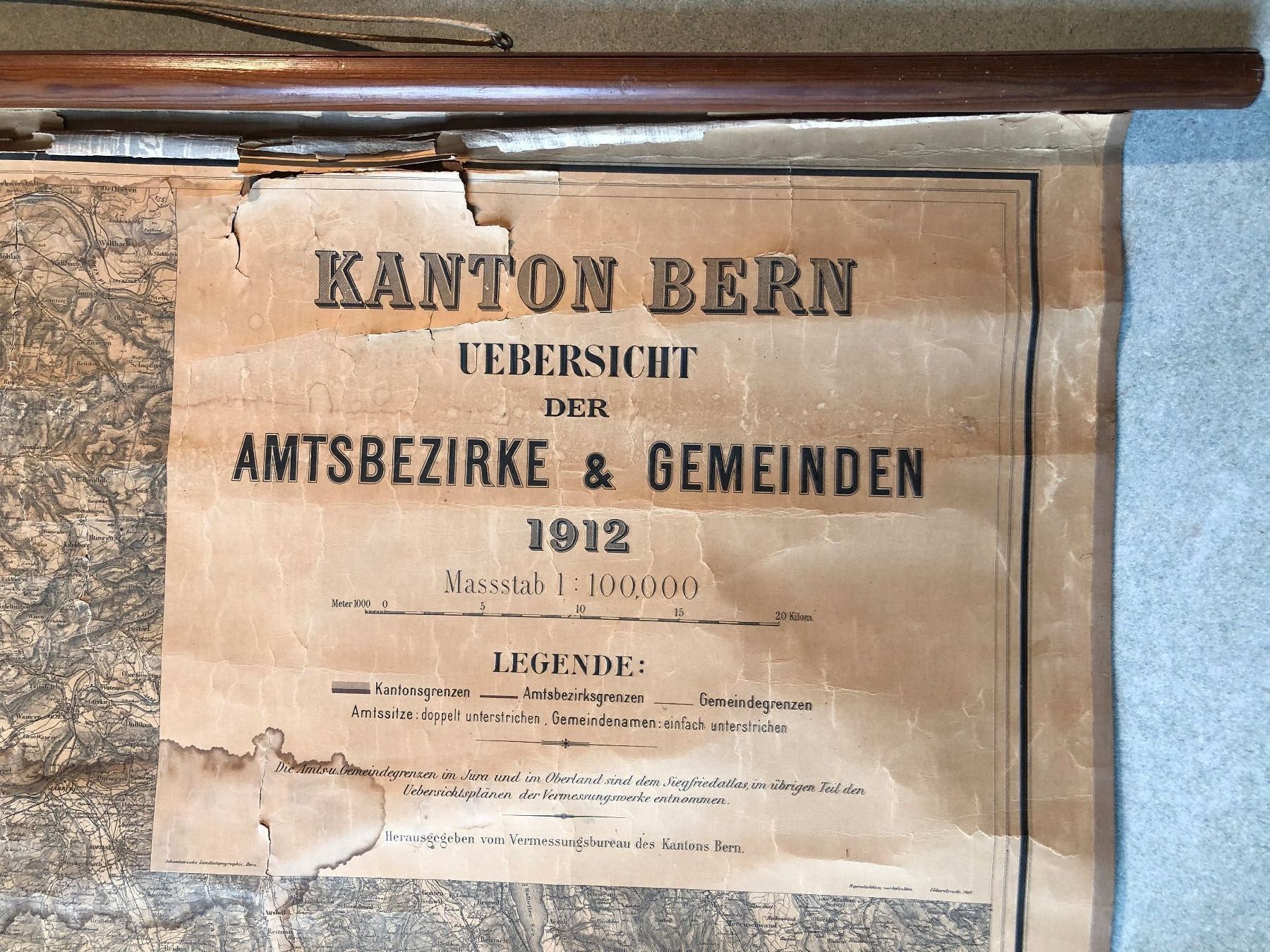 Cartine & Atlanti: Carte du canton de Berne 1912 – Usato da Saignelégier venduto da Ax3l 2