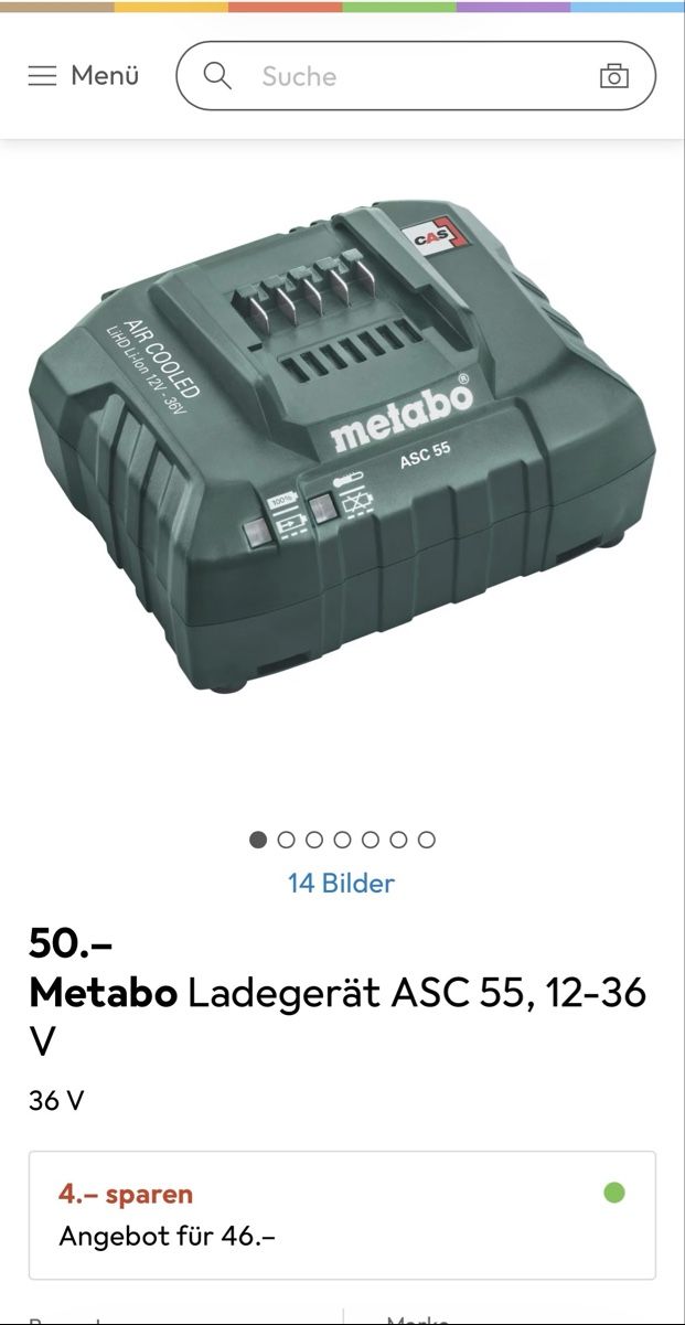 Metabo Caricatori & Batterie: Metabo Ladegerät ASC 55  – Usato da Hittnau venduto da Oracel