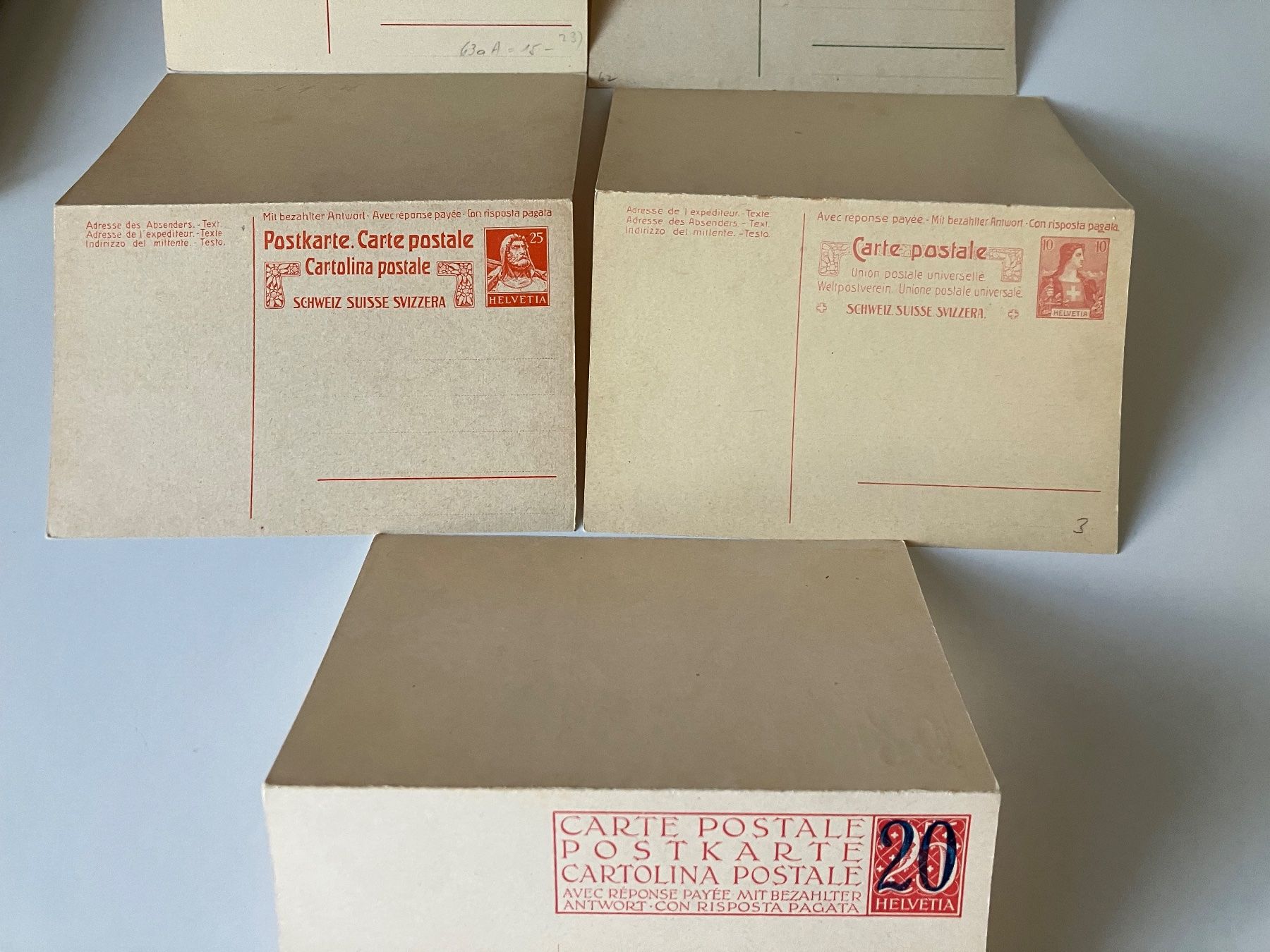 Alle Briefmarken: 5 alte Postkarten mit Antwortteil – Neu (gemäss Beschreibung) aus Baar von Ramona10 2