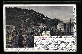 Einsiedeln, Ortspartie mit zum Berg pilg